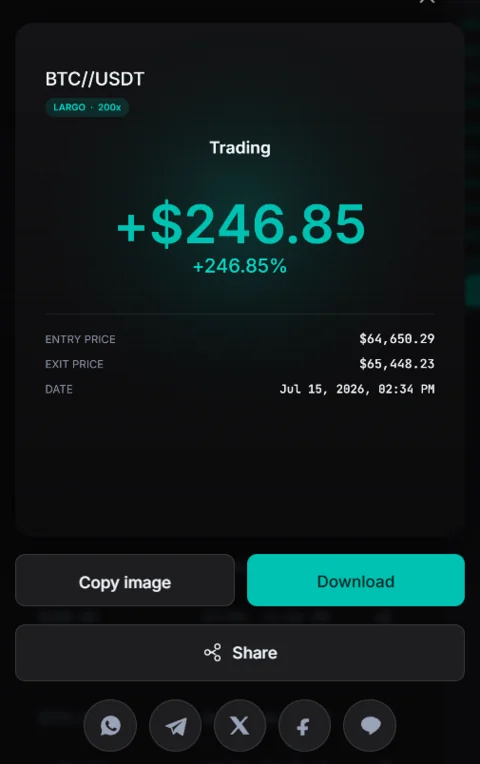 Tarjeta de resultado de trade lista para compartir